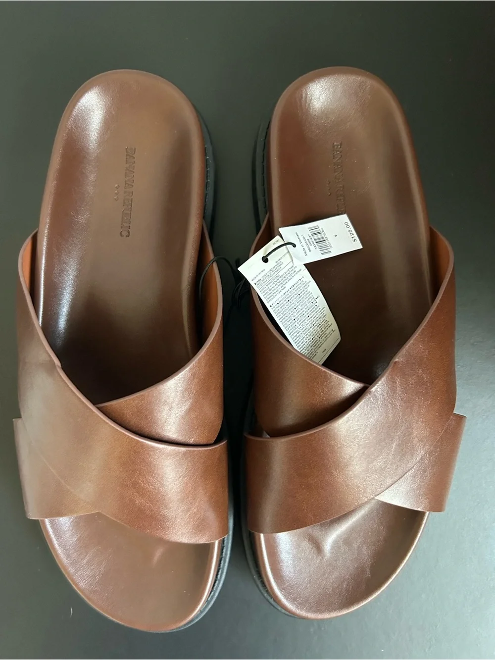Banana Republic Men’s Vegan Leather Crossover Sandals in Cognac Size 9